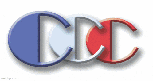 a blue white and red logo for ccc