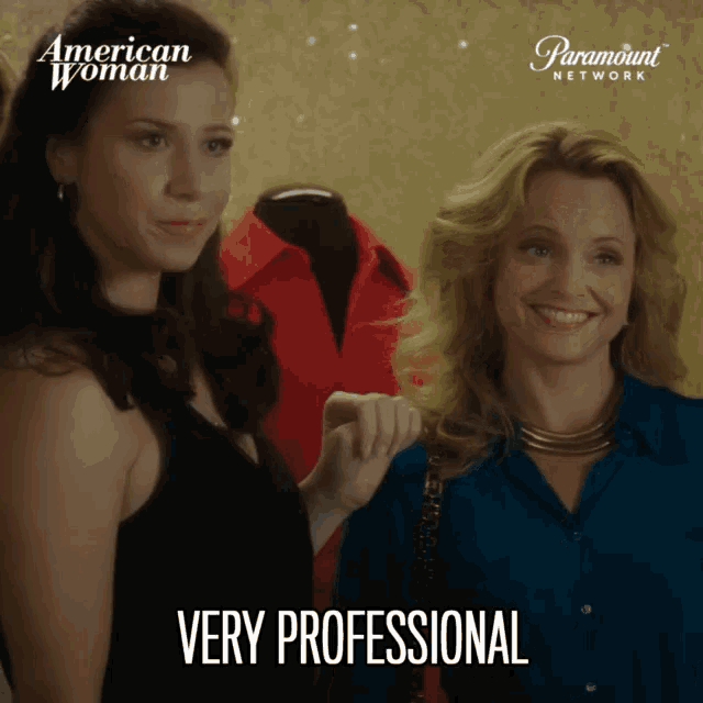 two women standing next to each other with the words very professional on the bottom