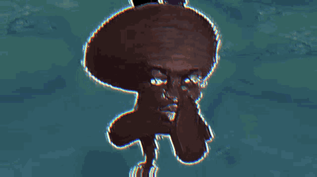 a cartoon drawing of a man with a very large head