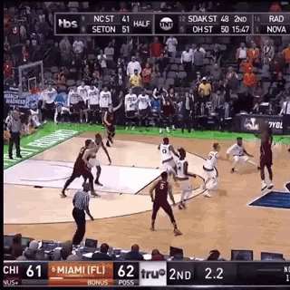 a basketball game is being played on a television screen