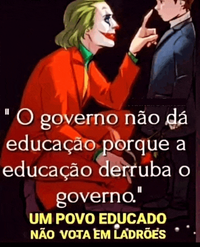 a cartoon of a joker talking to a man