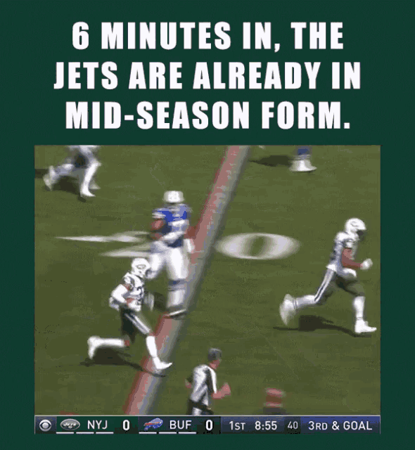a football game between the jets and the buffalo bills is underway