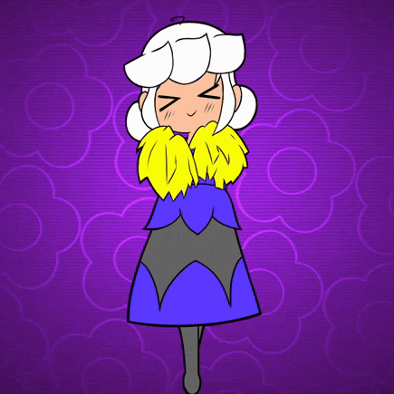 a cartoon drawing of a cheerleader holding yellow pom poms