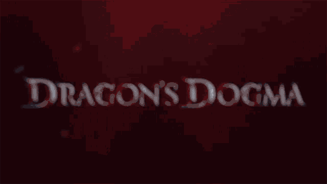 a red background with dragon 's dogma written in white
