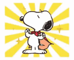 a cartoon of snoopy wearing a cape on a yellow background