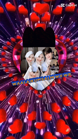 a heart surrounded by red hearts with the words waal aikumsalmwr wb on it