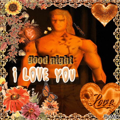 a picture of a man with the words good night i love you written on it