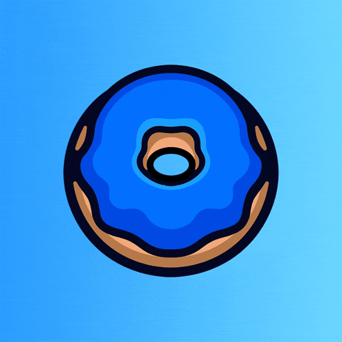 a donut with blue frosting and a hole in it