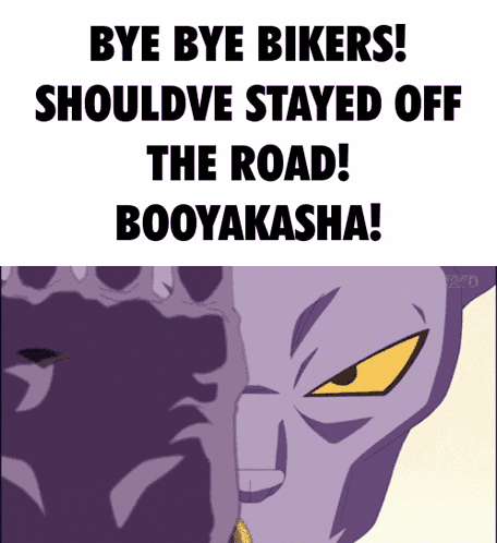 a poster that says bye bye bikers shouldve stayed off the road ! booyakasha