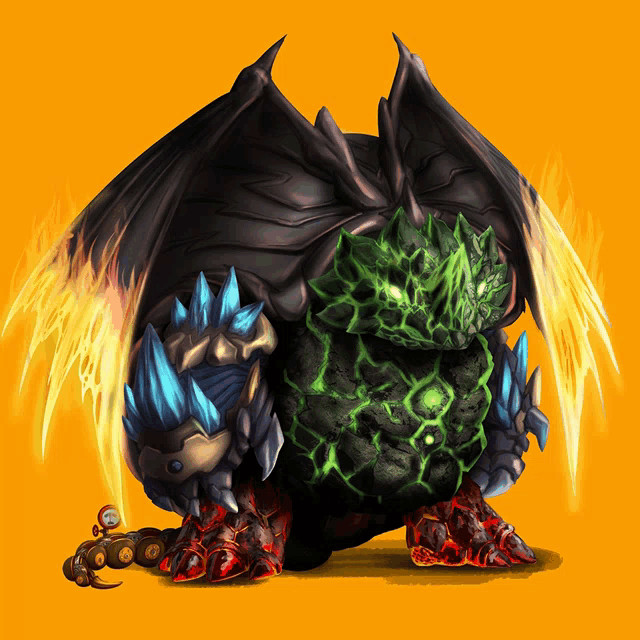 a cartoon drawing of a monster with wings