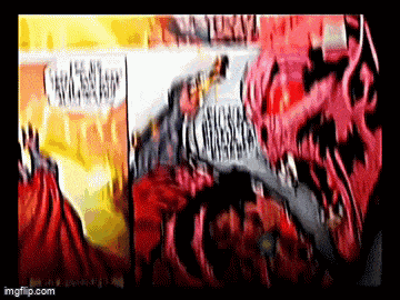 a blurry picture of a person 's face with a lot of red and yellow flames .