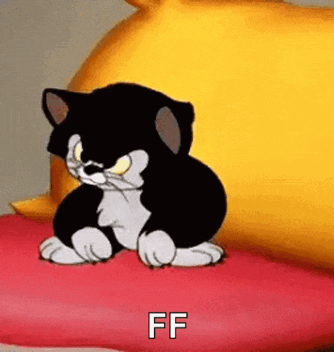 a black and white cat is sitting on a red pillow .