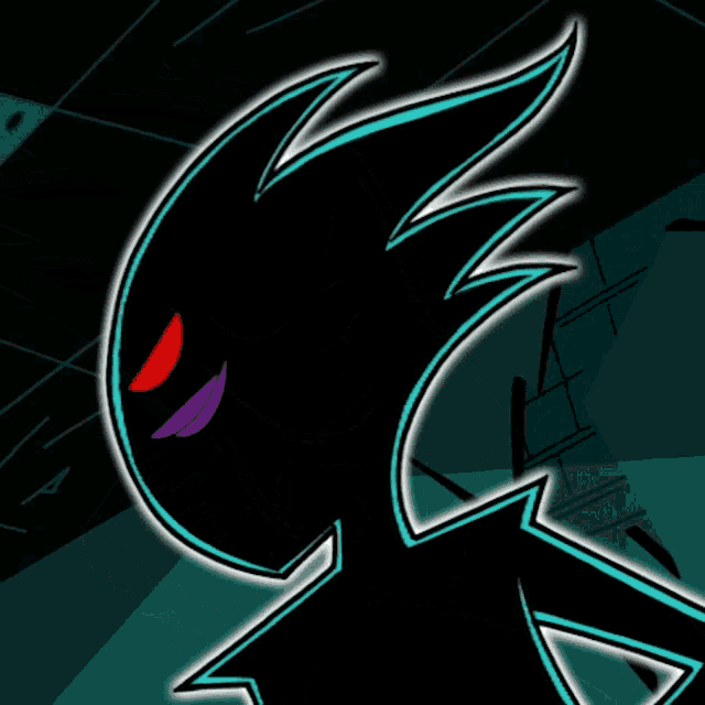 a cartoon character with red eyes and the words excellent