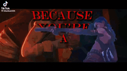 a cartoon character is holding a gun and shooting a purple light .