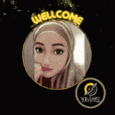 a picture of a woman wearing a hijab is in a circle .