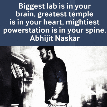a quote by abhijit naskar is displayed on a poster