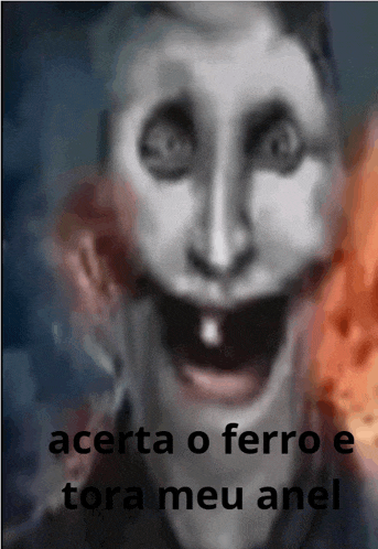 a picture of a man with the words acerta o ferro e tora meu anel below him
