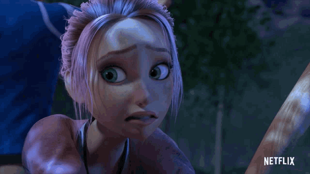 a close up of a cartoon character with netflix written on the bottom