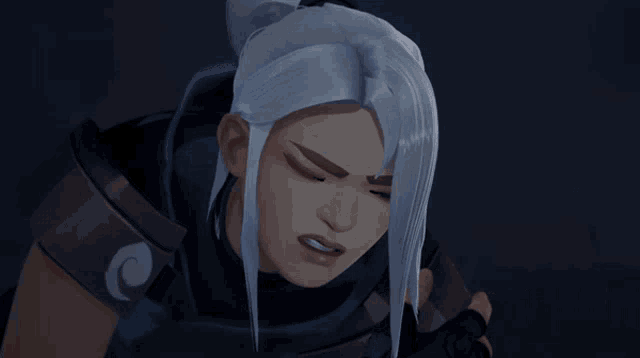 a close up of a cartoon character 's face with a dark background
