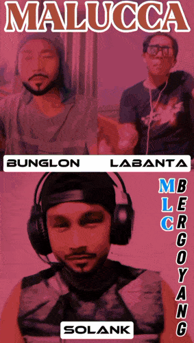 a poster for malucca shows a man with headphones