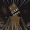 a cartoon drawing of a monster with a huge mouth and sharp teeth .