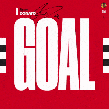 a poster that says goal on it with a hockey player in the background