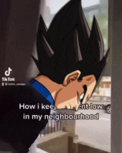 a picture of a dragon ball z character with a caption that says how i keep ent low in my neighbourhood