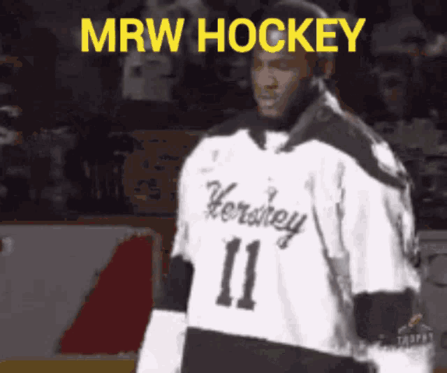 a hockey player wearing a jersey with the number 11