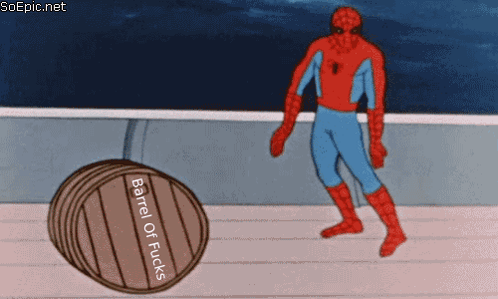 Spider Man No Fucks GIF - Spider Man No Fucks Barrel Of Fucks GIFs
