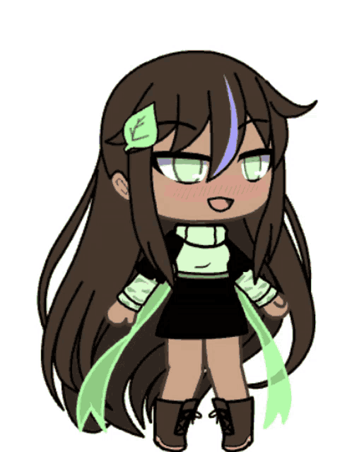 a drawing of a girl with long brown hair and a green scarf around her neck