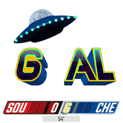 a scoreboard shows the score between sou and che as 0-6