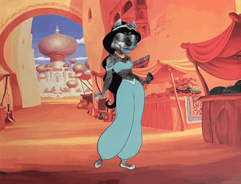 a cartoon drawing of a dog dressed as jasmine