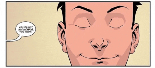 a cartoon of a man with a speech bubble that says you 're not invincible you know