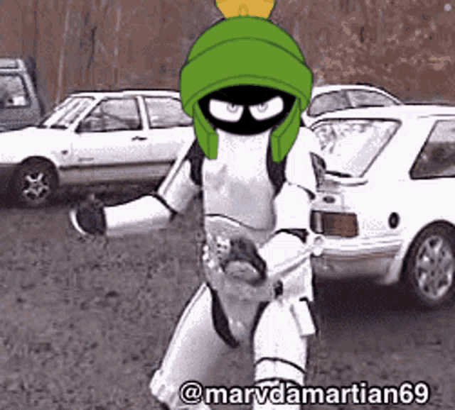 a picture of marvin the martian dressed as a stormtrooper