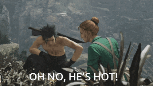 a man and a woman are sitting in the grass with the words oh no he 's hot on the bottom