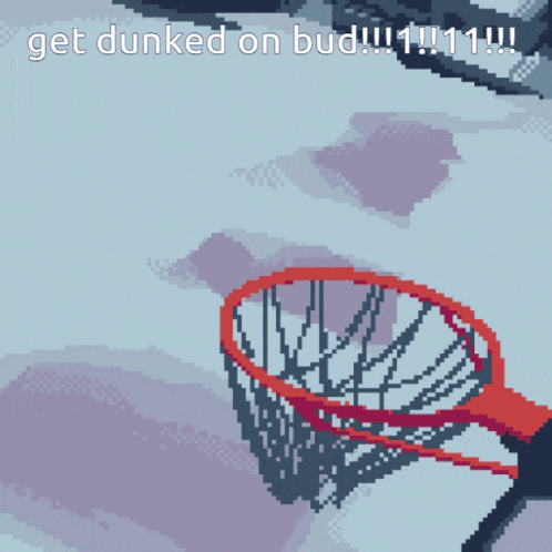 a pixel art drawing of a person dunking a ball