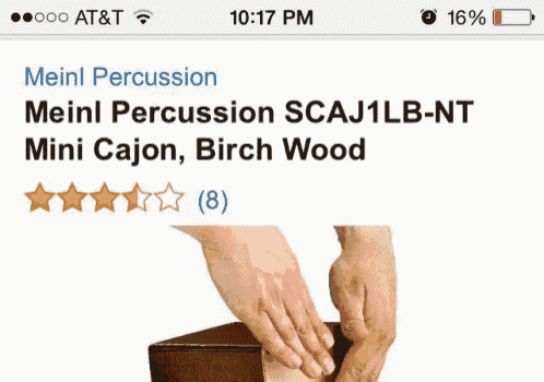 a screen shot of a meinl percussion mini cajon birch wood