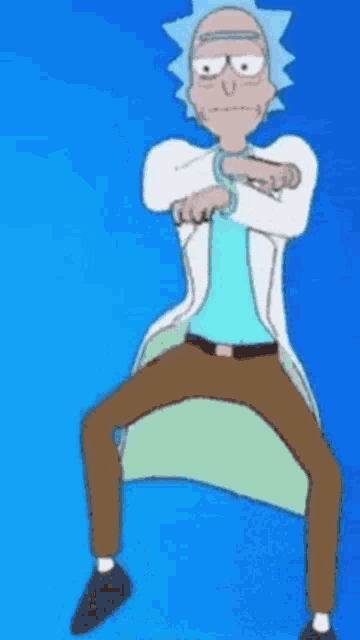 rick from rick and morty is dancing and saying i love lean !!!