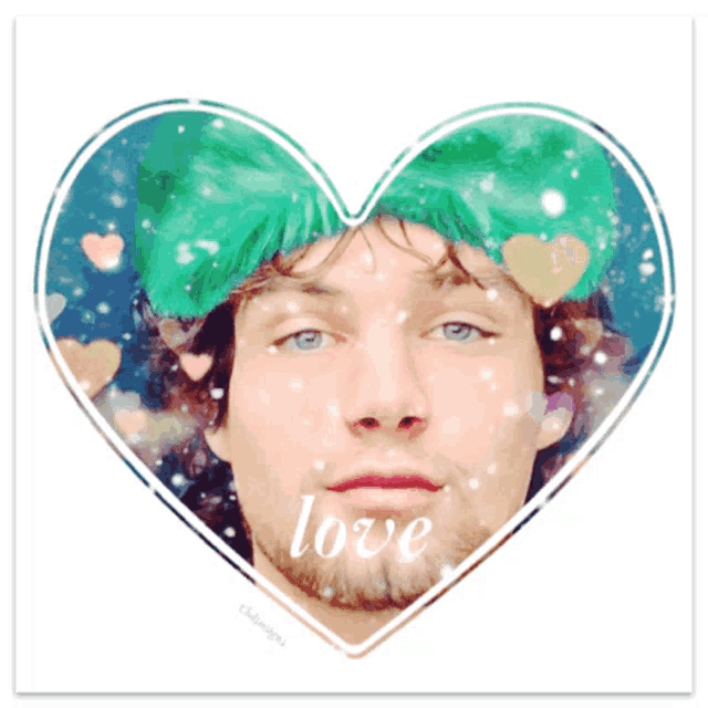 a picture of a man in a heart with the word love written on it
