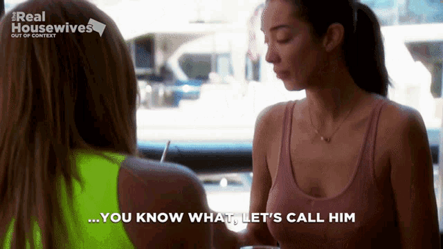 a real housewives advertisement shows two women talking