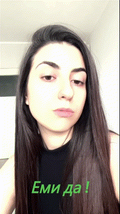 a woman with long hair is making a funny face with the words emi da written below her