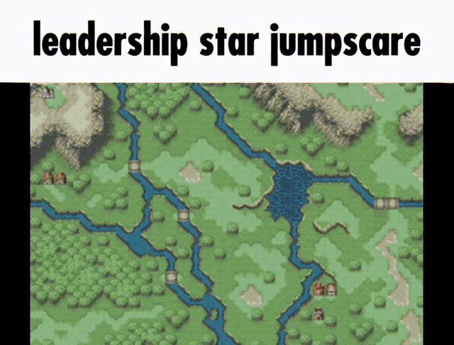 a map with the words leadership star jumpscare written above it
