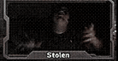 a picture of a man with glasses and the name stolen on it