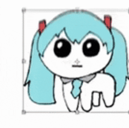 a drawing of hatsune miku with blue hair and red ears .