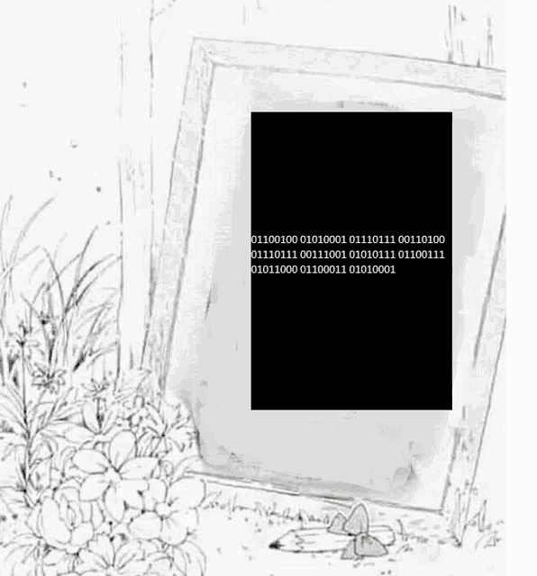 a drawing of a picture frame surrounded by flowers with numbers written on it