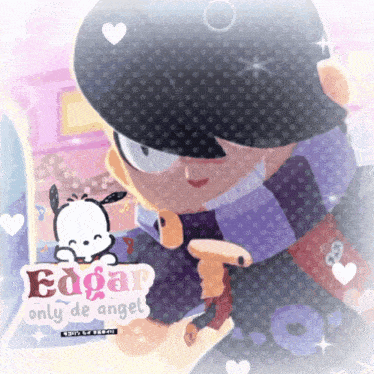 a cartoon character with the name edgar only de angel on the bottom