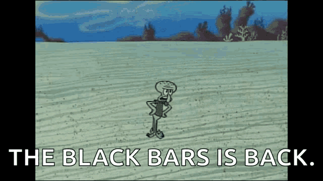 a cartoon of squidward from spongebob squarepants is standing in the sand .