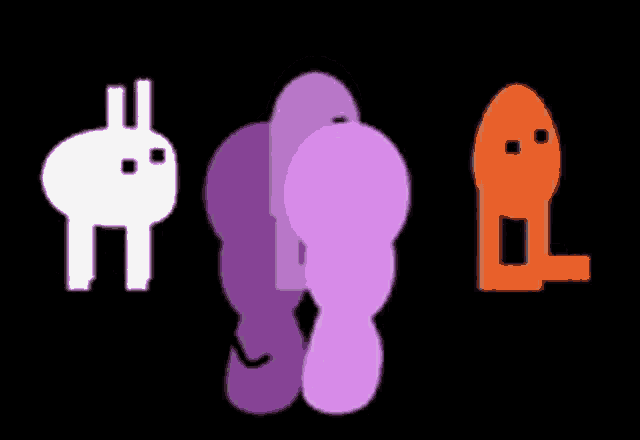 a bunch of purple and orange icons on a black background