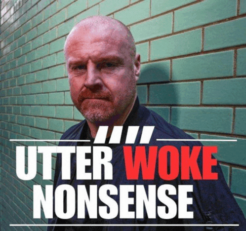 a man stands in front of a green brick wall with the words " utter woke nonsense "