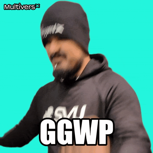 a man wearing a black hoodie says ggwp